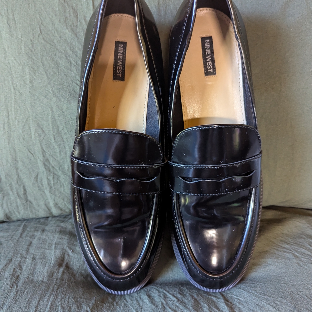 Nine West Glossy Black Loafers